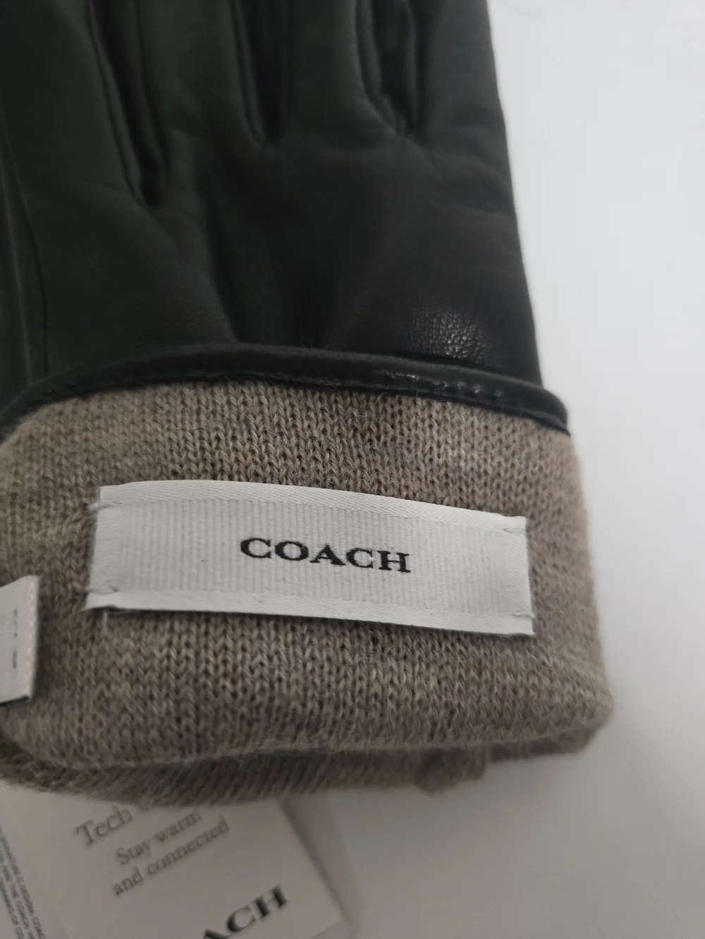 NWT COACH Black Leather Tech Gloves - Size 6 1/2